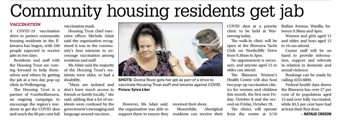 Community housing residents get jab